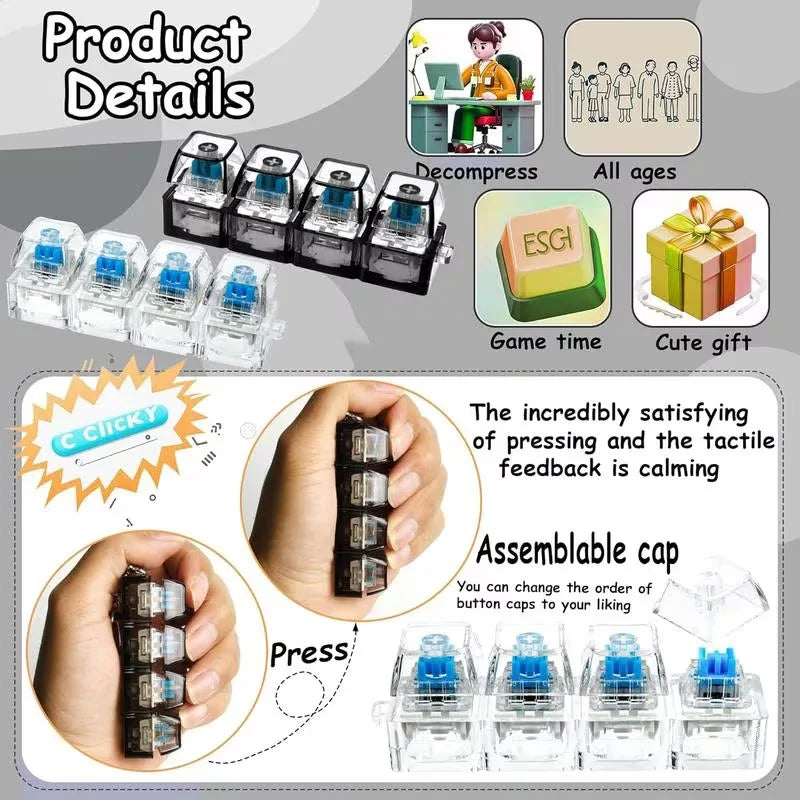 Crystal Click Keyboard Keychain